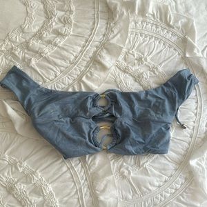 Blue life off the shoulder swim top